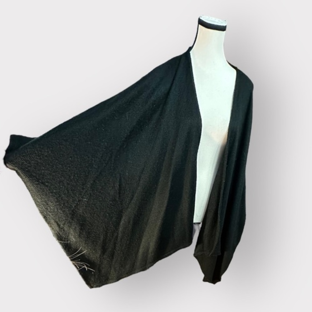 Women’s One Size Isabel Maternity Black Knit Poncho with Armholes OS Plus